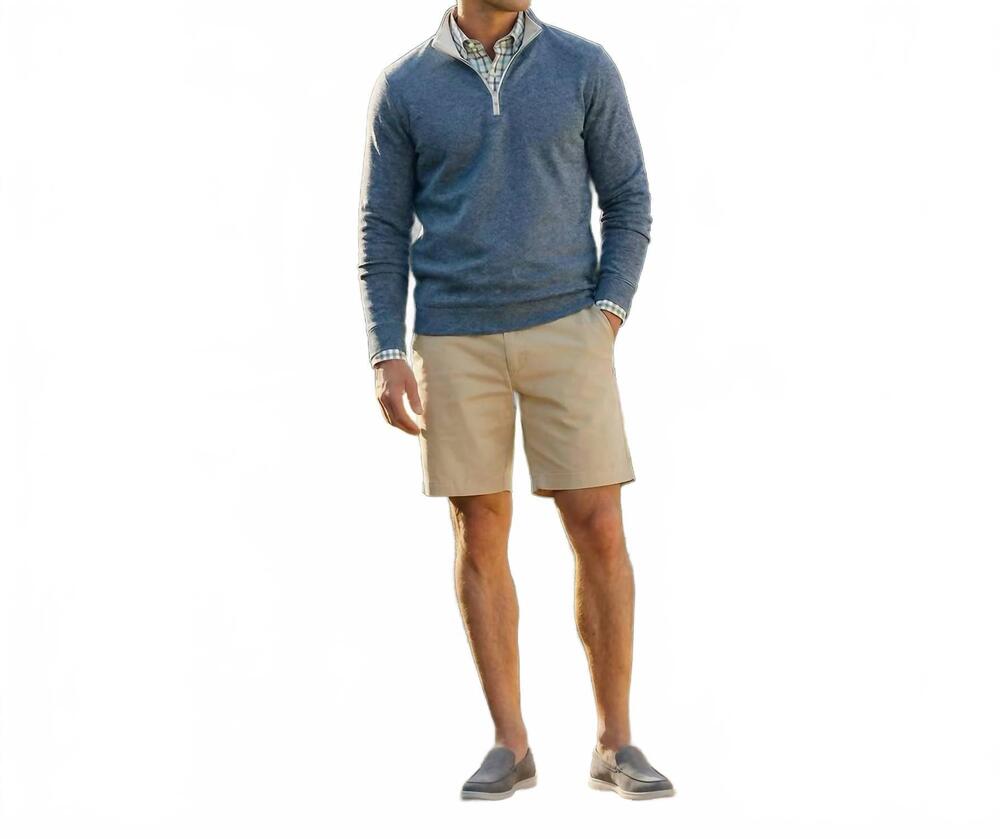 NEW SCOTT BARBER men's marled performance knit sweater in indigo